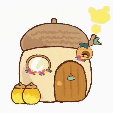 a cartoon drawing of a house with a door and a window .
