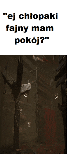 a poster that says " ej chłopaki fajny mam pokoj " on it
