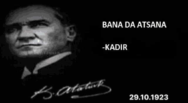 a black and white photo of a man with the words bana da atsana written below him