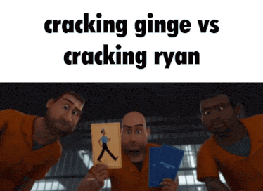 a group of cartoon characters are standing next to each other with the caption cracking ginge vs cracking ryan