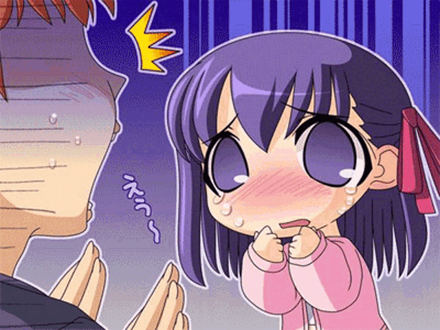 a cartoon drawing of a girl with purple hair and a crown on her head