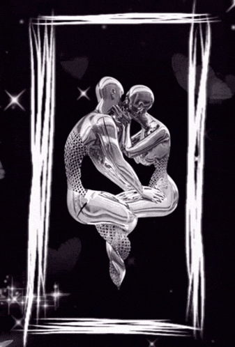 a picture of a man and woman kissing with a frame around them