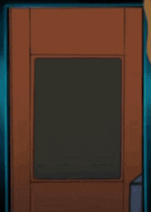 a cartoon character in a blue jacket with a badge on his chest