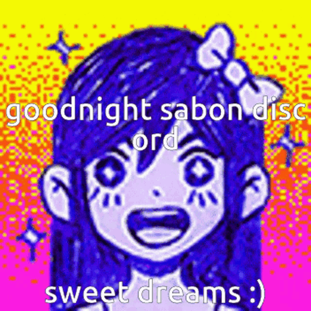 a drawing of a girl with the words goodnight sabon disc ord sweet dreams written on it