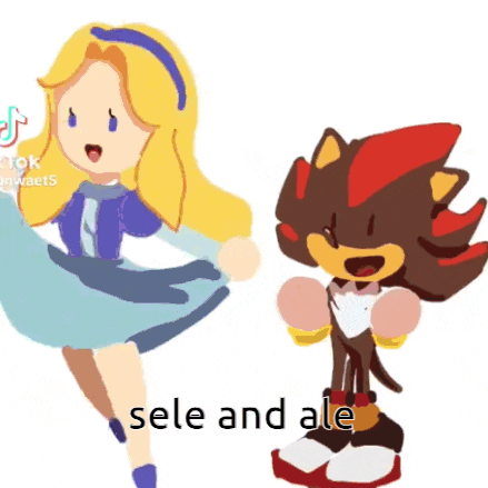 a cartoon drawing of a girl and a shadow the hedgehog