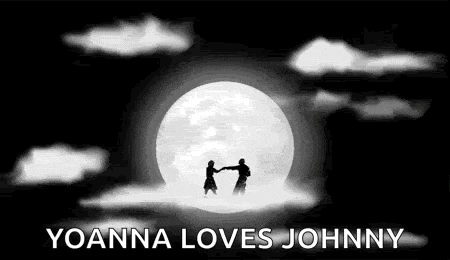 a couple is dancing in front of a full moon .