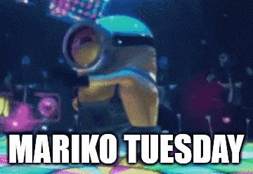 mariko tuesday is written on a colorful background with a robot