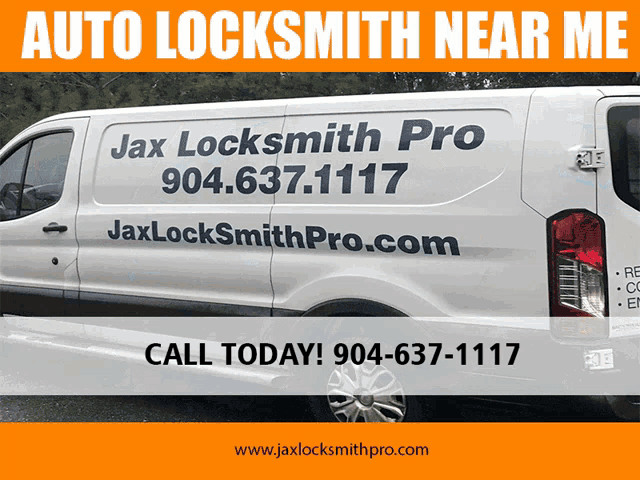 a white van with jax locksmith pro written on the side