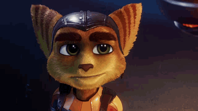 a cartoon character with a helmet on his head