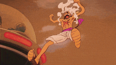 a cartoon character is flying through the air with his fist up