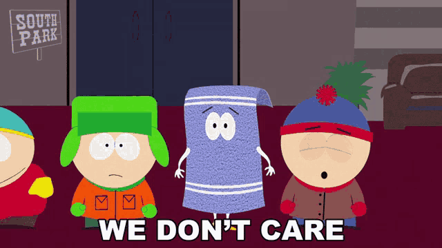 a group of south park characters standing in front of a sign that says " south park "