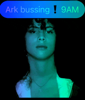 a screenshot of a text message that says ark bussing 9am