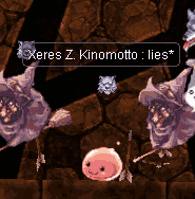 a screenshot of a video game that says xeres z. kinomoto lies *