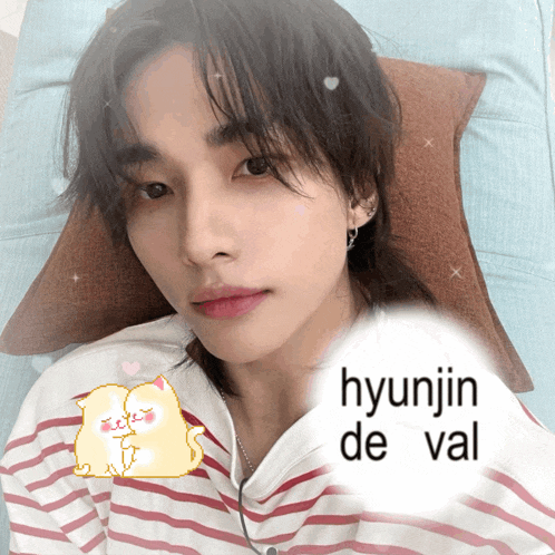a picture of a young man with the name hyunjin de val