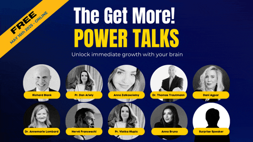 an advertisement for the get more power talks which is free