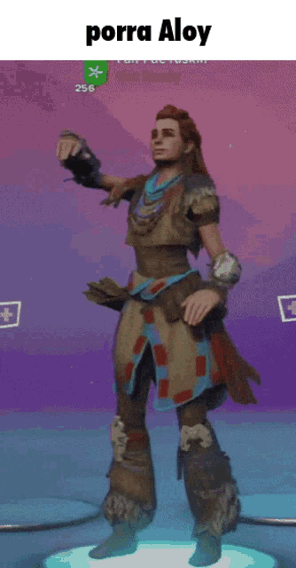 a screenshot of a video game character with the words porra aloy at the top