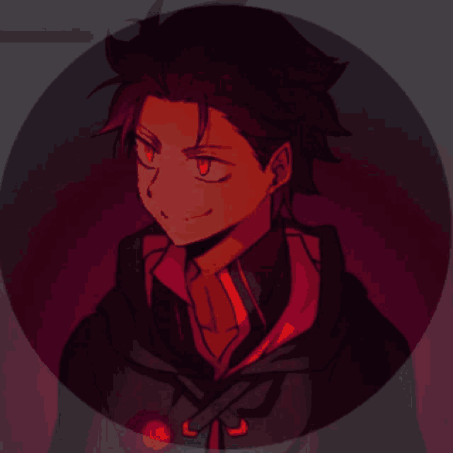 a drawing of a man with red eyes and a star in the background