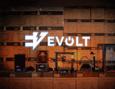 a stack of boxes with evolt written on them