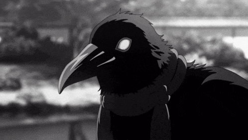 a black and white drawing of a bird with a scarf around it 's neck