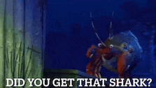 a cartoon of a crab with the words did you get that shark