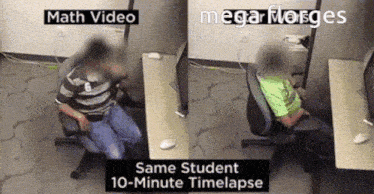 a math video and a megarmerges video are shown side by side