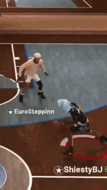 a basketball game is being played by eurosteppinn and shiesty bj
