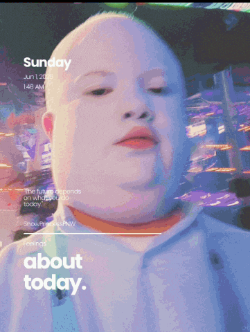 a picture of a boy with the words " about today " on it