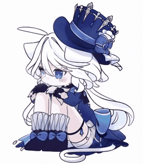 a drawing of a girl wearing a top hat and sitting down