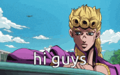 a cartoon character says hi guys in a car