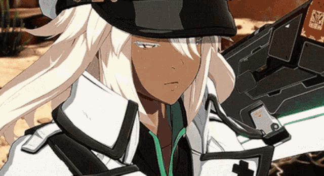 a close up of a person wearing a hat and holding a gun