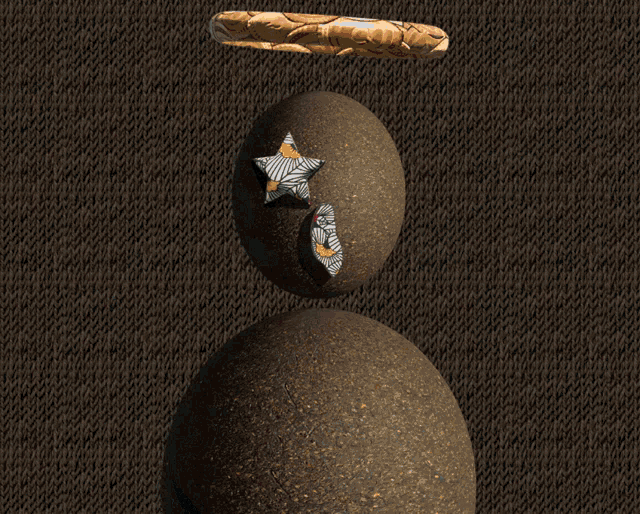 a statue of an egg with a cross on it 's eye