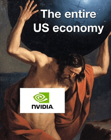 a painting of atlas carrying the entire us economy with a nvidia logo