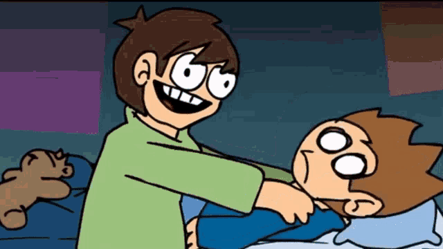 a cartoon of a man holding another man 's head