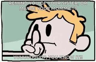 a cartoon of a boy thinking about his sister .
