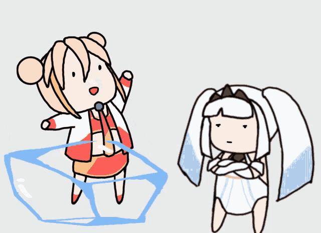 a cartoon of a girl in an ice cube and another girl standing next to her