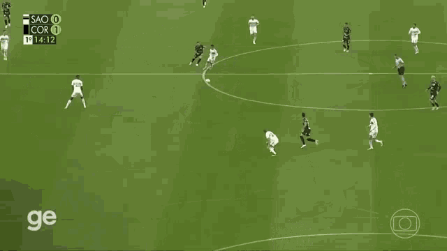 a group of soccer players on a field with the word sao on it