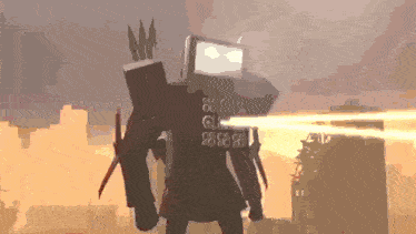 a computer generated image of a robot shooting a laser beam