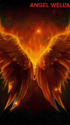 a painting of a phoenix with the name angel wella on it