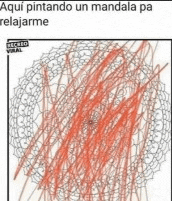 a drawing of a mandala that says aqui pintando un mandala pa relajarme .