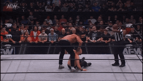 a wrestling match is being broadcast on aew