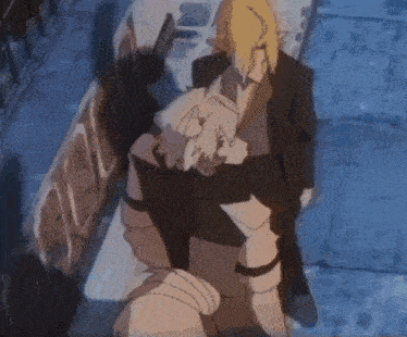 a woman is being attacked by a large wolf