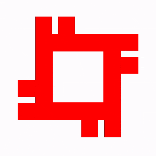 a red square on a white background with the letter f in the middle