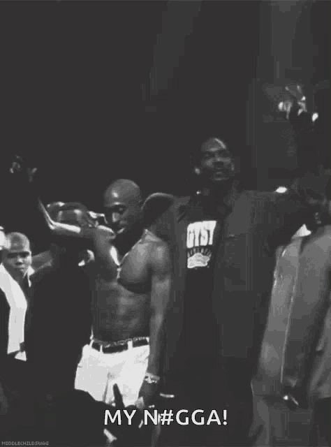 a black and white photo of a man with the caption my nigga
