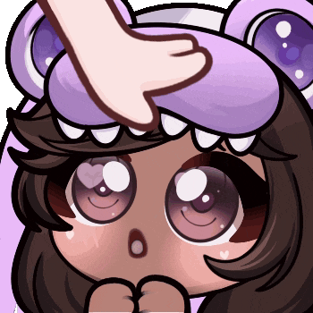 a close up of a cartoon character with a purple hat on