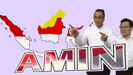 two men standing in front of a map and the word amin on it