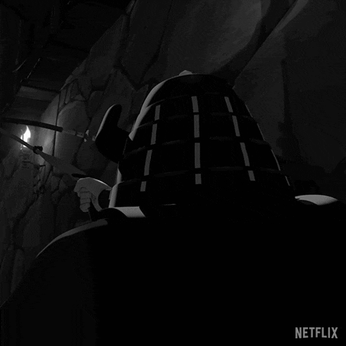 a black and white drawing of a samurai with a netflix logo in the bottom right corner