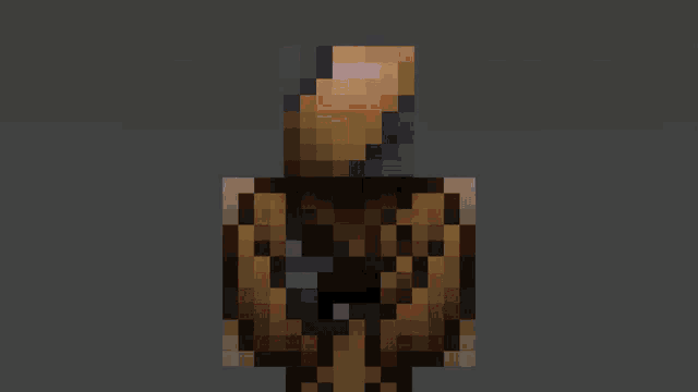 a pixel art of a man with blue eyes and a red shirt