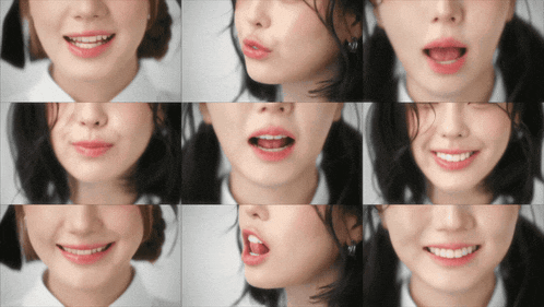 a collage of images of a woman 's face shows different facial expressions