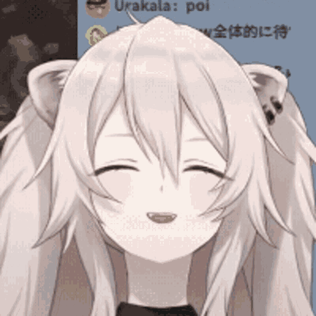 a close up of a girl with a cat ear