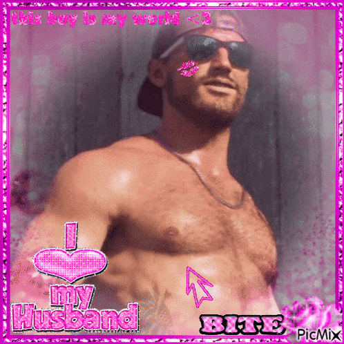 a picture of a shirtless man with the words i love my husband on the bottom